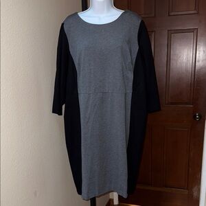 Talbots Gray and Black 3/4 Sleeve Sheath Midi Dress Size 14W